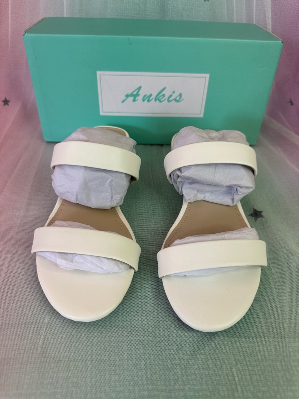 Ankis White Double-Strap Slide Sandals